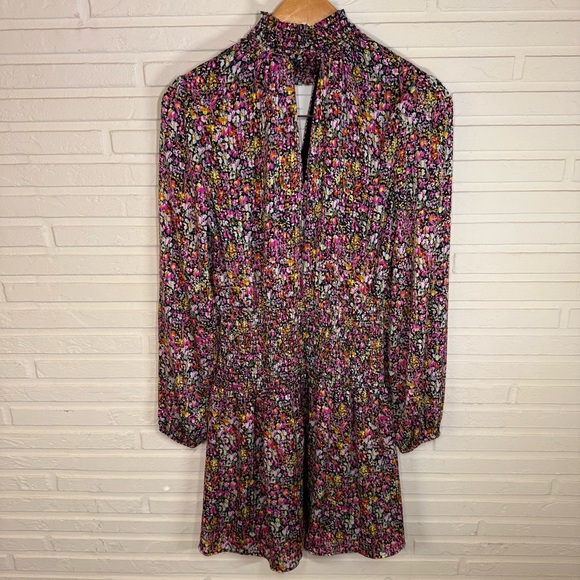 Steve Madden Pink Floral Smocked Choker Neck Party Dress, Women’s Size Medium - Picture 7 of 9